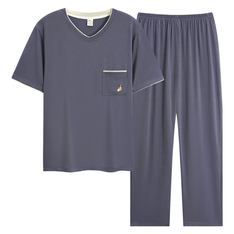 Piżamy męskie letnie modalne spodnie z cienkie krótkie rękawami odzież domowa zestaw oversized