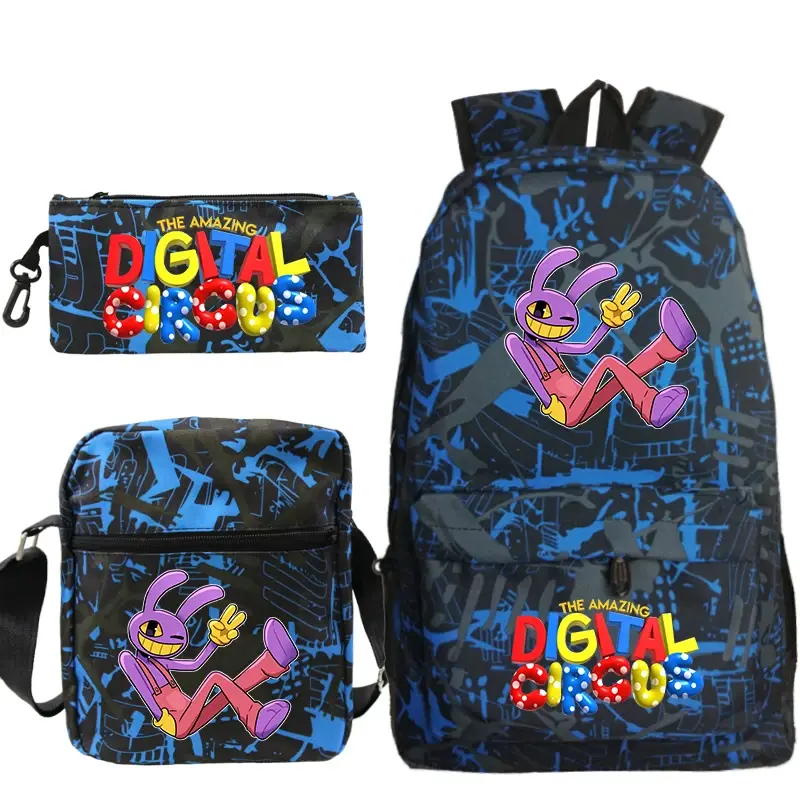 The Amazing Digital Circus School Bags 3pcs Set Girls Boys Cartoon Bookbag Children's Backpack Shoulder Bag Anime Pomni Daypacks