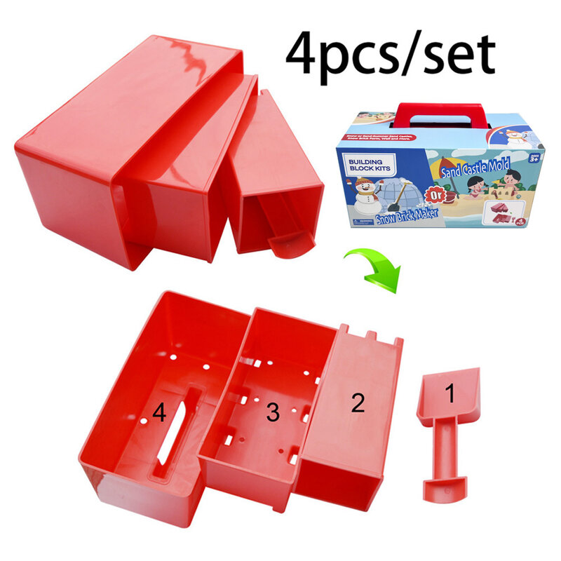 4pcs Snow Fort Building Block, Snow Brick Maker, Sand Castle Mold, Beach And Snow Toy