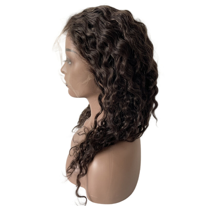 Capelli umani vergini indiani onda profonda del corpo colore marrone scuro #2 180% densità 13x6 parrucca frontale in pizzo per donna nera