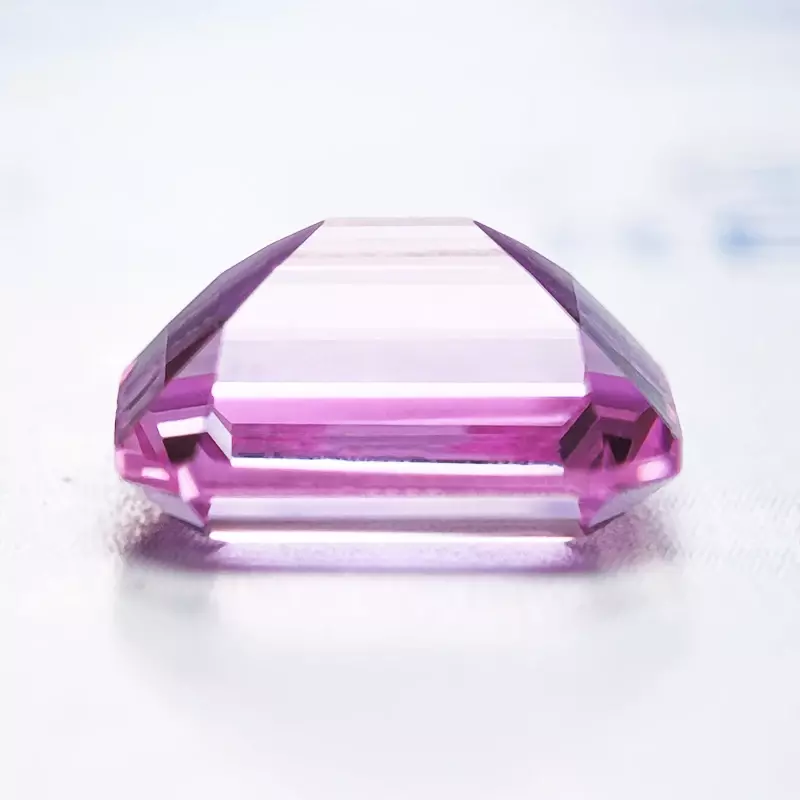 Piedras preciosas de zafiro cultivadas en laboratorio, corte de esmeralda de Color rosa para dijes, anillo, collar, pendientes, materiales seleccionables, certificado AGL