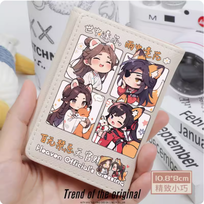 Carteira dobrável anime para mulheres, bolsa multi-cartões, grande capacidade, presente da moda, Tian Guan Ci Fu, Huacheng Xielian