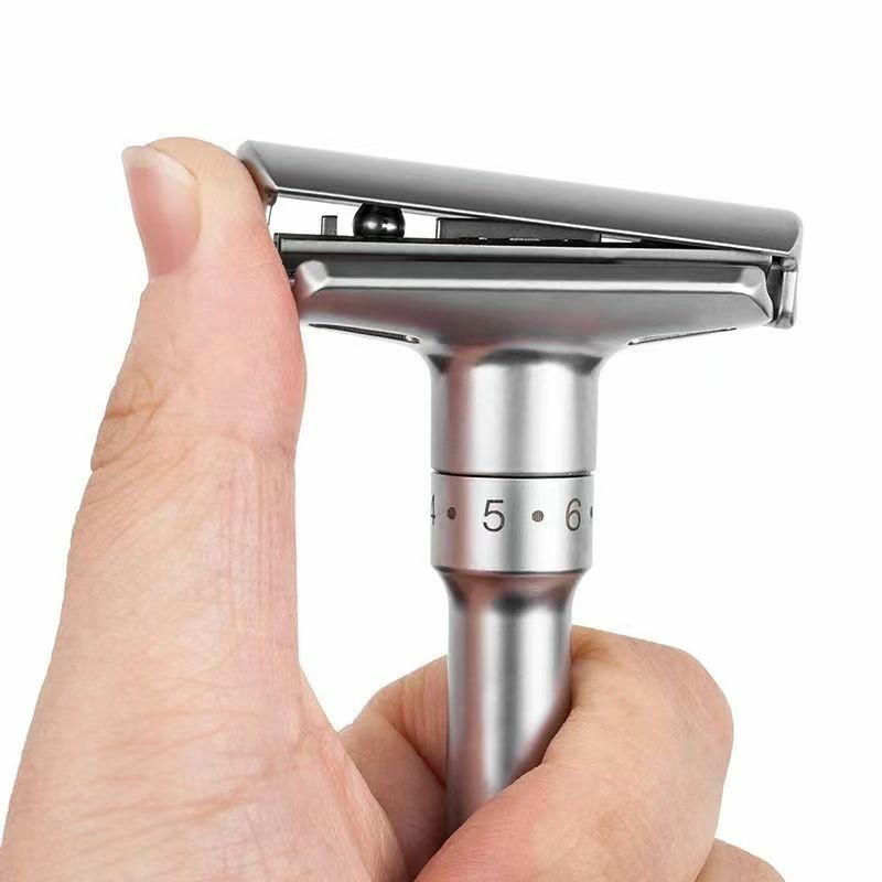 Maquinilla de afeitar de seguridad ajustable para hombre, afeitadora clásica de doble filo, depilación suave de 1-6 archivos