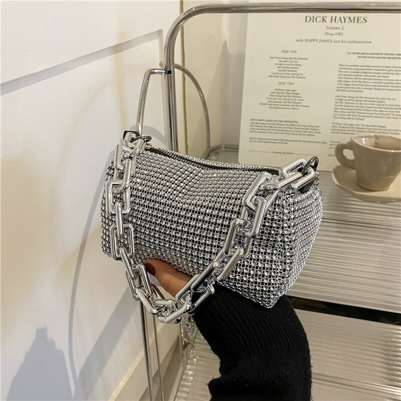 Tas tangan dompet wanita modis mewah tren musim panas 2023 tas kurir selempang kecil desain berlian berkilau untuk wanita