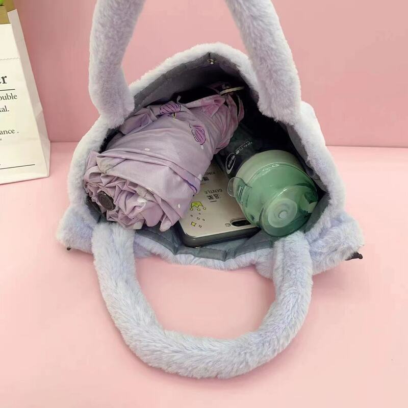 Sanrio-Bolso de mano con pompón de Hello Kitty, bolsa de almacenamiento de hombro con Pochacco, Pompón, Purin, bonito bordado de felpa