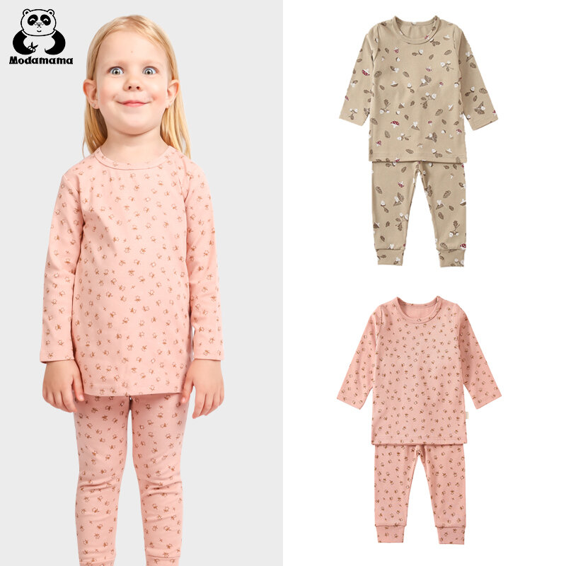 Modamama – vêtements pour bébé, imprimé Floral, 2 pièces, combinaison pour bébé, barboteuse en coton doux, manches longues, pyjama pour nouveau-né