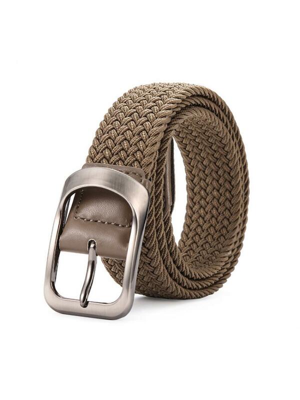 Cinturón elástico tejido para hombre y mujer, hebilla de punzón, lona, ocio, alta calidad, fácil de llevar, lujoso y a la moda, nuevo