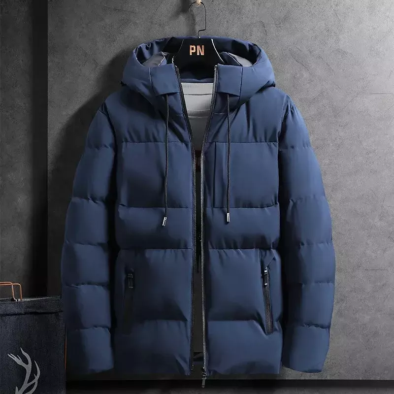 남성용 겨울 파카 재킷, 따뜻한 두꺼운 방풍 코트, 패션 캐주얼 단색 파카 아웃웨어, 후드 재킷