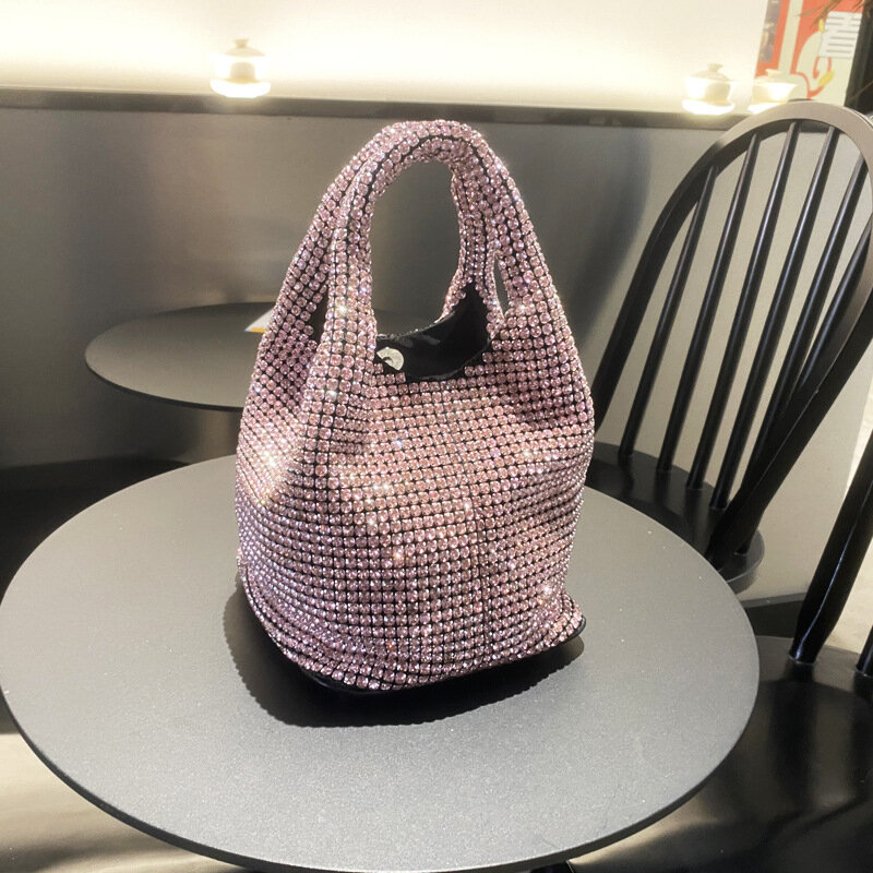 BlingBling borsa da donna corea moda diamanti catena borsa a tracolla inclinata lussuosa borsa a secchiello per le signore festa d'affari