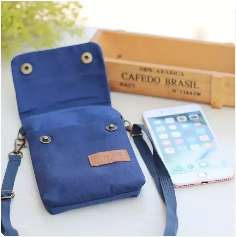 C02-Mini sac à bandoulière pour téléphone portable pour femme, solide, décontracté, en toile légère