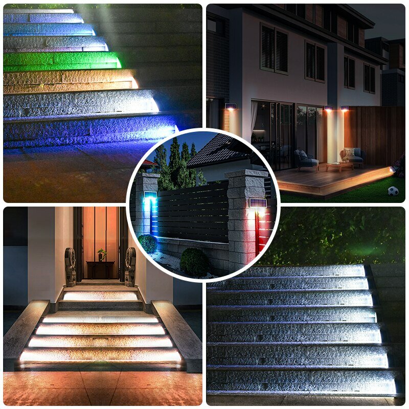 LED 계단 램프 야외 IP67 방수 태양광 조명 렌즈 포함, 도난 방지 디자인, 정원 데크 경로 장식 조명