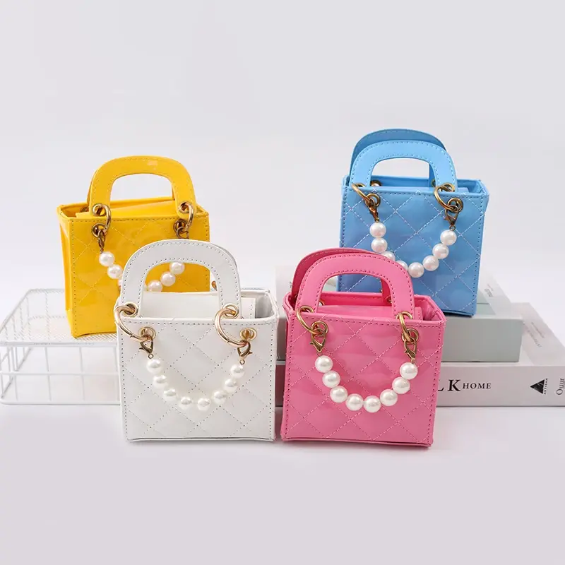 Kinder Pu Ledertasche Perle heiß verkaufen eine Schulter einfarbig Mode einfache vielseitige Handtasche Baby neue Mädchen Umhängetasche