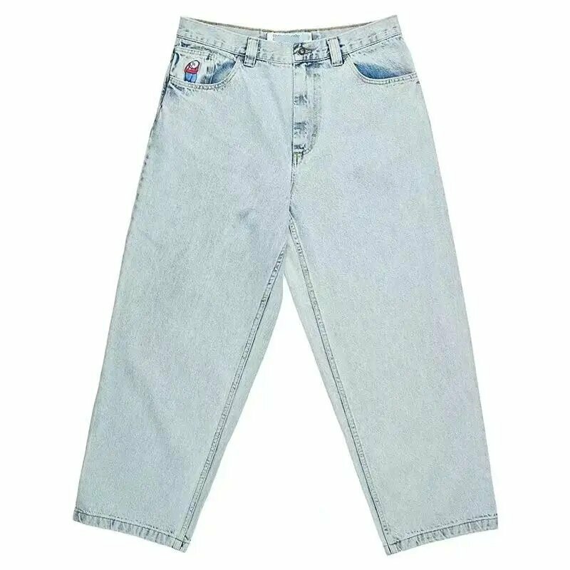 QWEEK Y2k Jeans larghi Vintage donna Hip Hop Cartoon ricamo grafico Streetwear pantaloni Harajuku pantaloni dritti Oversize uomo