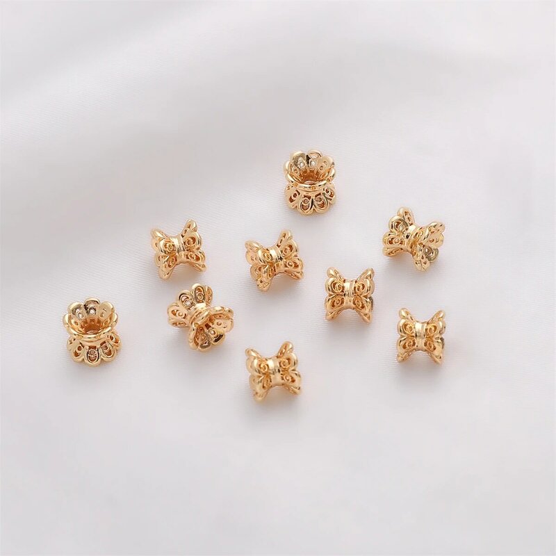 5 pz 5x6mm di alta qualità 14K oro colore ottone doppio lato fiore perline Caps perline distanziatore per accessori gioielli braccialetto delle donne