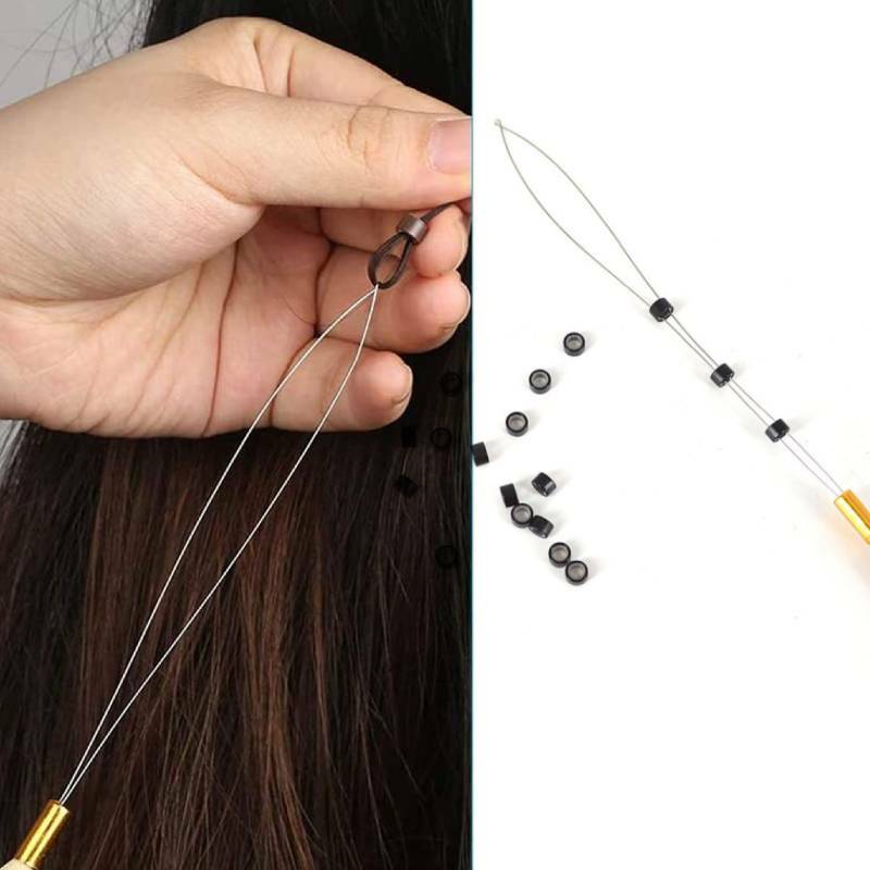 Micro anneaux/liens/perles doublés en silicone, outils d'extensions de cheveux, 1000 pièces, 5x3x3mm