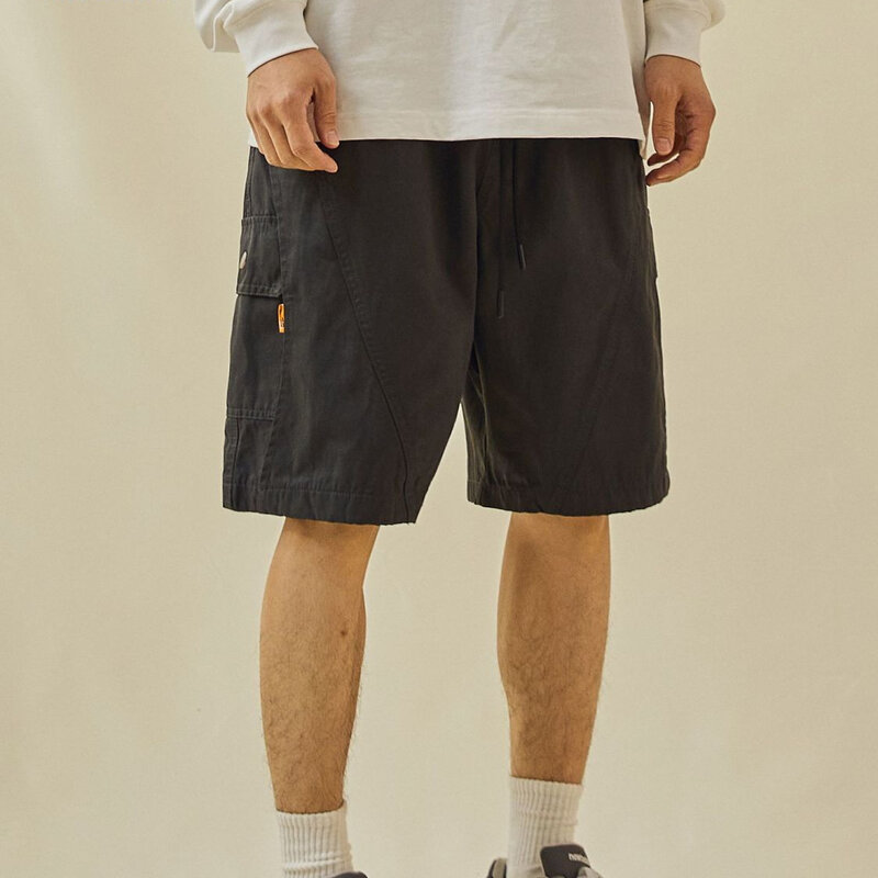 Повседневные уличные рабочие шорты в Корейском стиле, летние мужские спортивные индивидуальные спортивные шорты в японском ретро стиле Y2K со шнурком и несколькими карманами