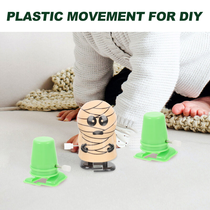 Mainan Robot kaki jam, 6 buah perlengkapan sekolah gerakan berwarna plastik DIY Aksesori kerajinan tanah liat bagian bermain