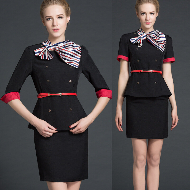 Модная униформа стюардессы восточных авиакомпаний, профессиональный костюм, юбка, авиационная униформа, продажа одежды для работы в отеле