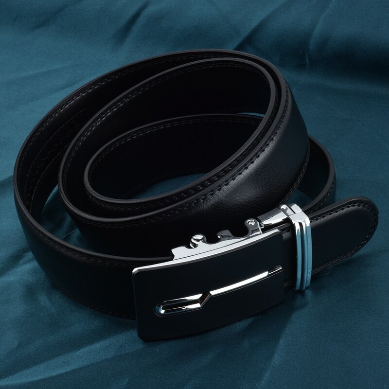 Correa de cuero genuino con hebilla automática de Metal de alta calidad para hombre, cinturón de diseñador de lujo, cinturones de marca de 3,5 cm de ancho, regalo