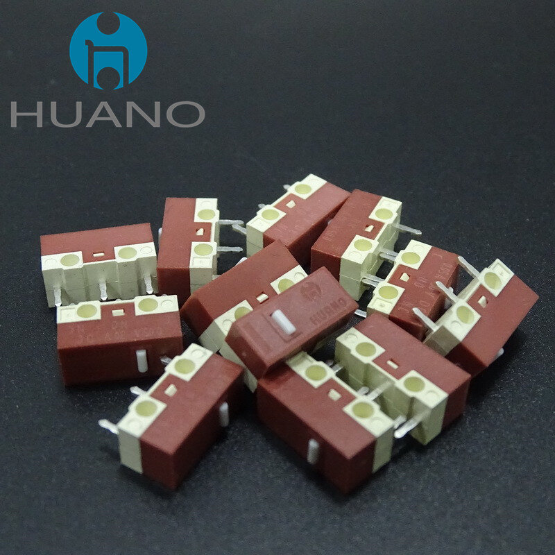 HUANO-microinterruptor silencioso para ordenador, dispositivo de 10M, 20 millones de clics, de por vida, botón de silencio, Compatible con microinterruptor de 3 pines, 2 piezas, nuevo producto