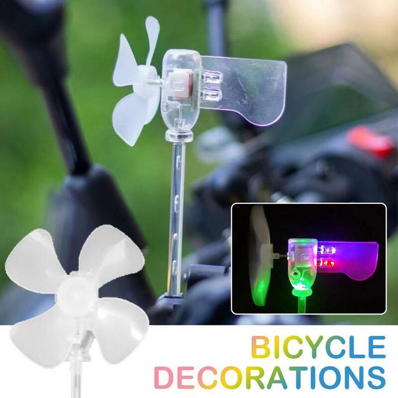 Mini Bicycle Clear Windmill Bike Handlebar Wind Turbine Funny Dynamic Waterproof Colored Light Pinwheels Decorative Accessories