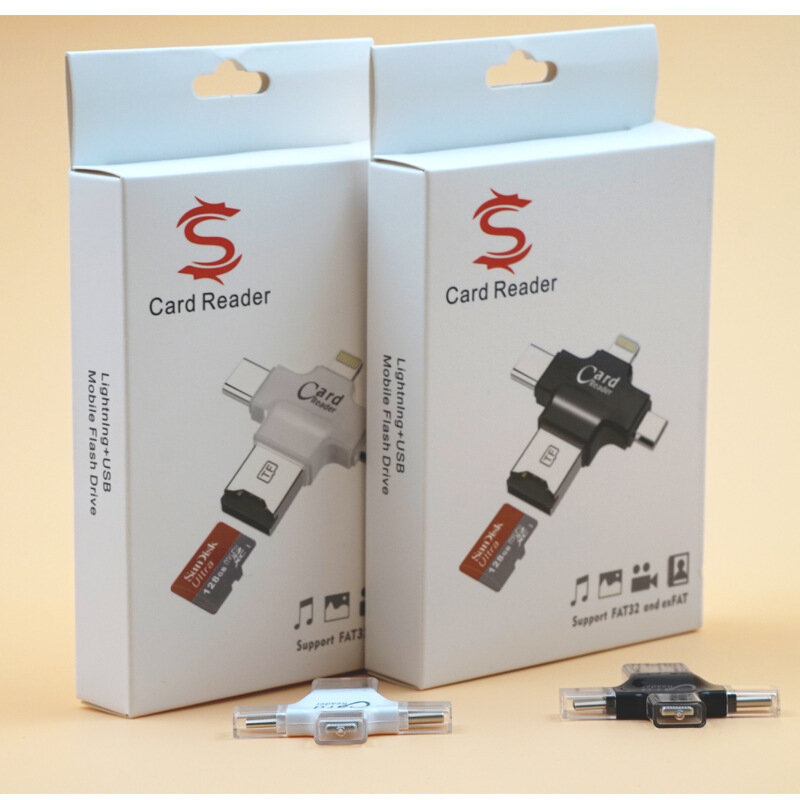SD-Kaartlezer Micro-Adapter 4 In 1 Usb 3.0 Micro Sd Naar Usb Voor Bliksem Type Adapterlezer Otg Adaptador