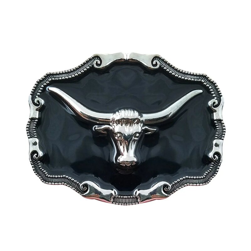 Hebilla de cinturón de plata Longhorn Cowboy Western Texas para hombre
