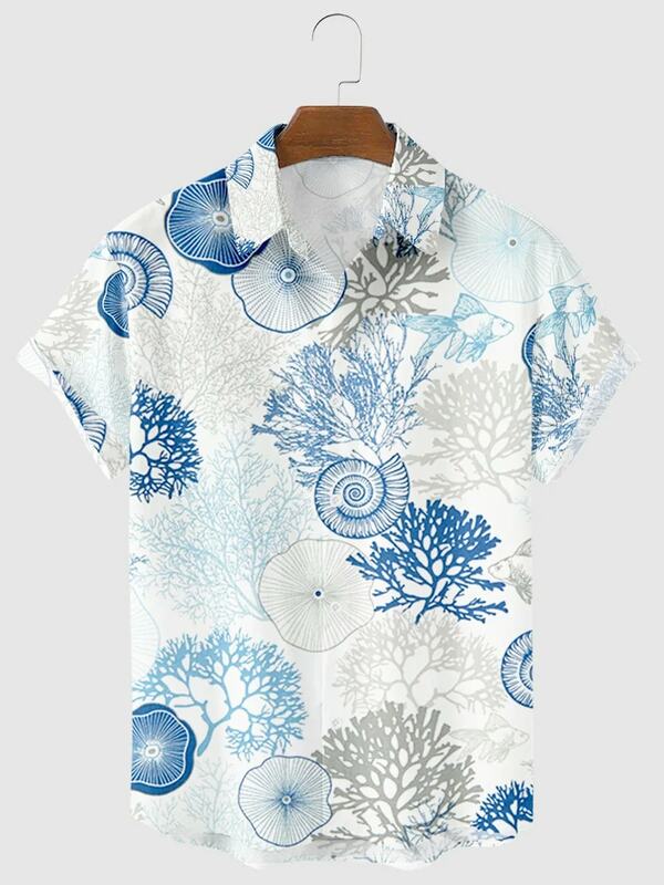 Chemises hawaïennes à manches courtes pour hommes, vêtements surdimensionnés, confortables, décontractés, à la mode, imprimés en 3d, avec un bouton, pour la plage, 1