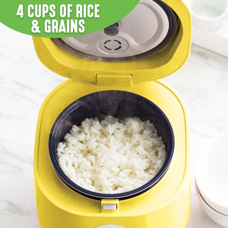 GreenLife sano in ceramica antiaderente, fornello per riso e cereali da 4 tazze, giallo