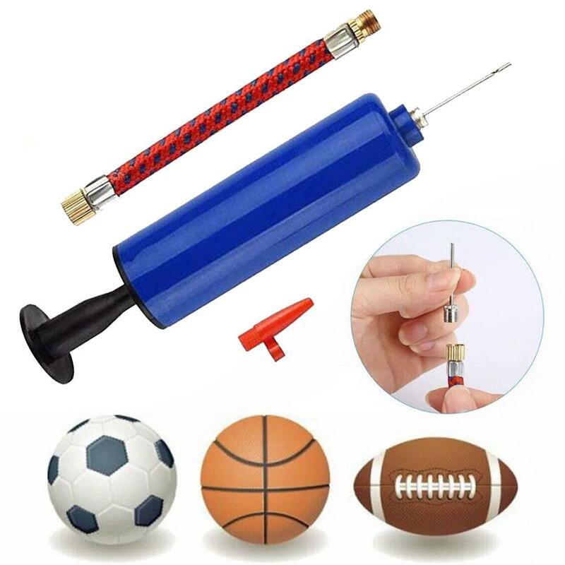 1Set Set pompa bola Inflator tangan portabel, alat pompa Inflator bola dengan selang udara untuk latihan basket luar ruangan