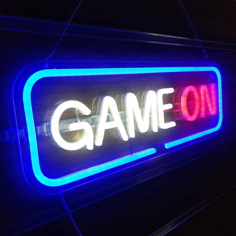 Game Room Neon Sign LED Light Home Bar Men Games on Recreation Wall Party Birthday Bedroom Bedside Porch Decoration Gifts