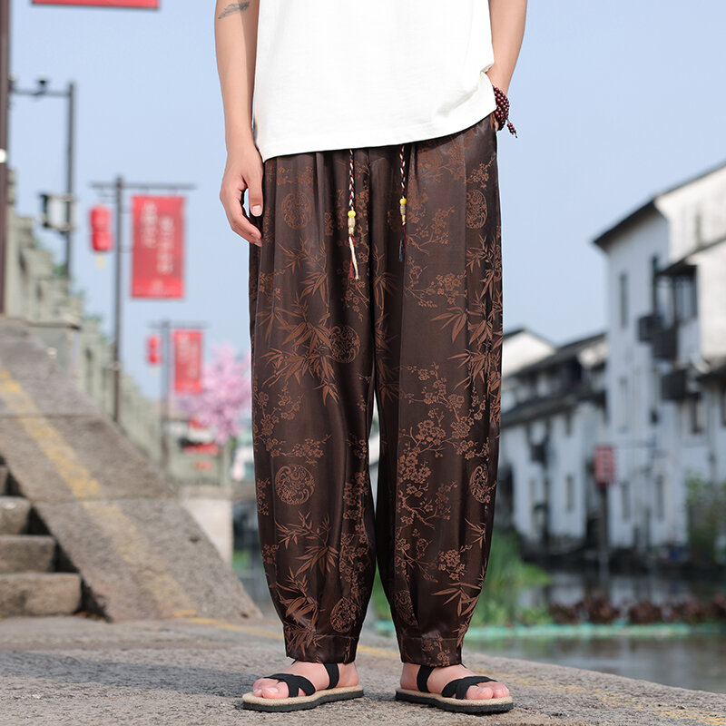 Pantalones bombachos de pierna ancha para hombre, pantalón de chándal estilo Harajuku Vintage, informal, talla grande 5XL, primavera y verano