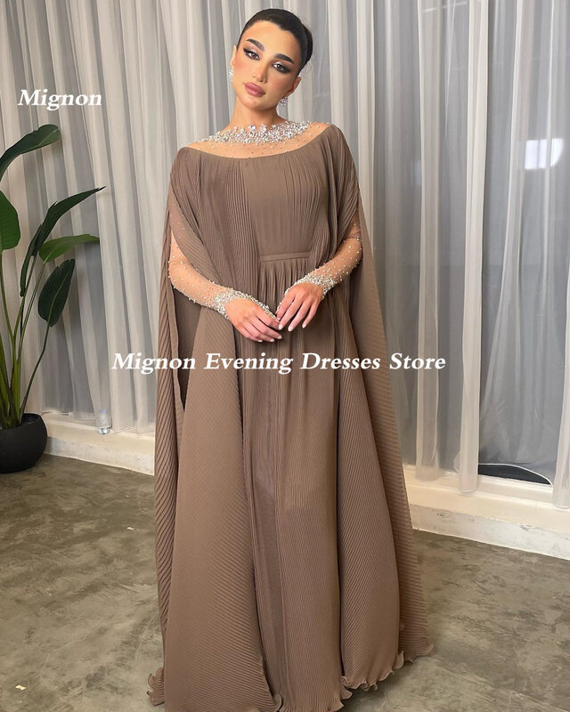 Mignon Satin A-line Ruffle Prom Gown Floor-length Scoop Neckline Sequins Formal Elegant Party Evening Dress for Women 2023