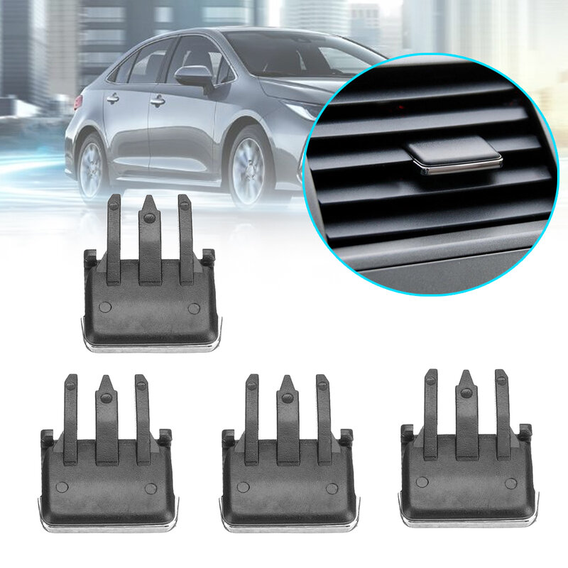 4pcs Black Car Air Conditioning Vent Louvre Blade Adjust Slice Clips Replacement Parts Car Accessories Fit For Toyota Corolla