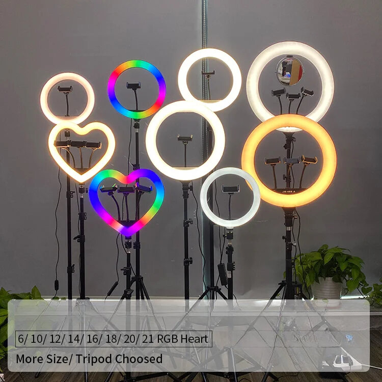 Grand Anneau Lumineux LED 18 Pouces, 45 cm, 1.8m, pour Photographie, Maquillage, Selfie, avec Trépied