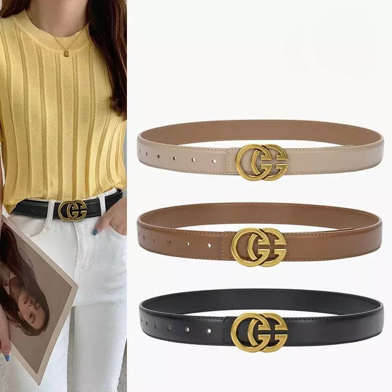 2024 New Fashion Luxury Genuine Real Leather Designer Belt Womens Classic Genuine Leather Fashion Versatile Decorative Belts