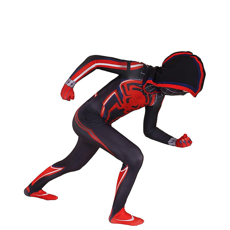 Disfraz de Spiderman Miles Morales 2099 para adultos y niños, mono Zenti para Halloween