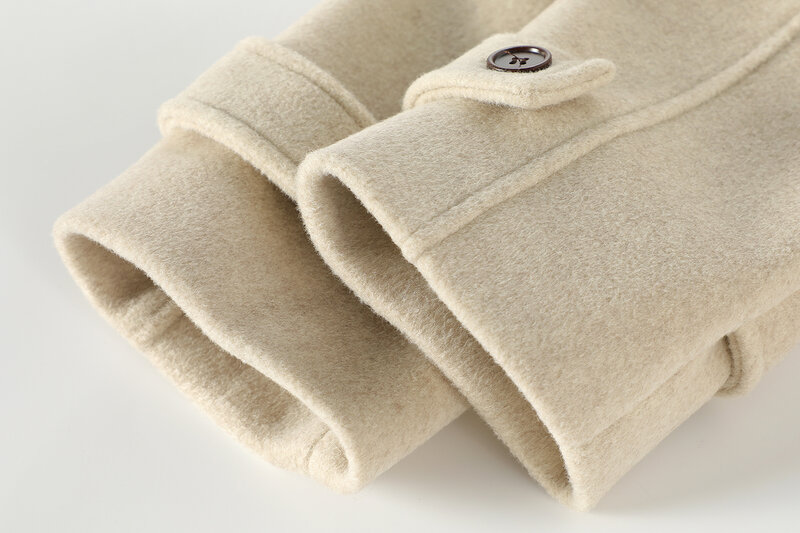 Manteau en laine épaissie matelassurera pour femme, bouton en corne, automne et hiver