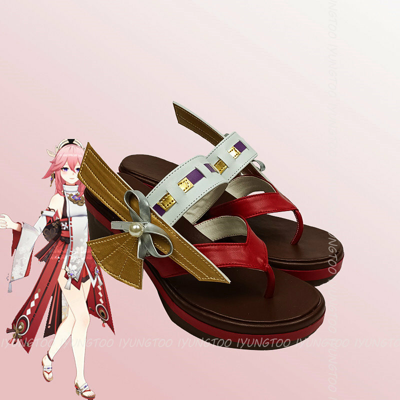 Zapatos de personajes de Anime Genshinimpact Yae Miko, zapatos de Cosplay, botas, utilería para fiesta
