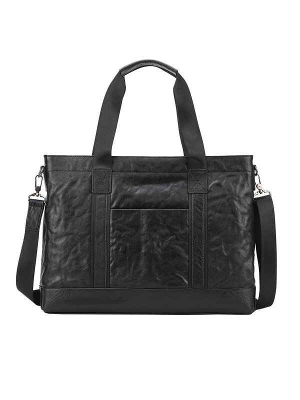 New Men's Leather Briefcase Business Handbag Horizontal Casual Large Capacity Laptop Bag