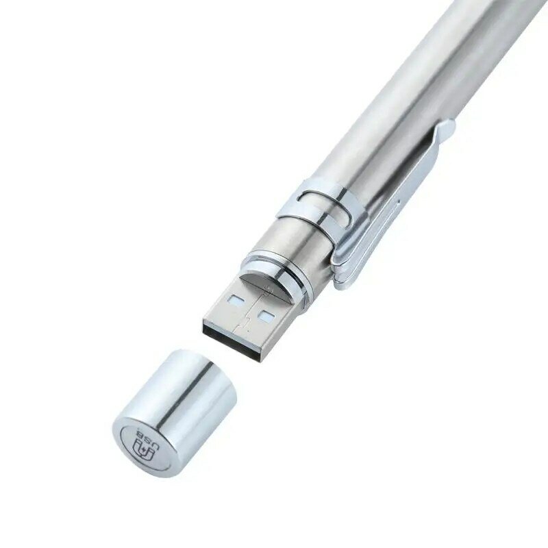 1pc Dual Light Source LED Stainless Steel Medical Nursing Penlight Flashlight USB Built-in Rechargeable for Student Doctors