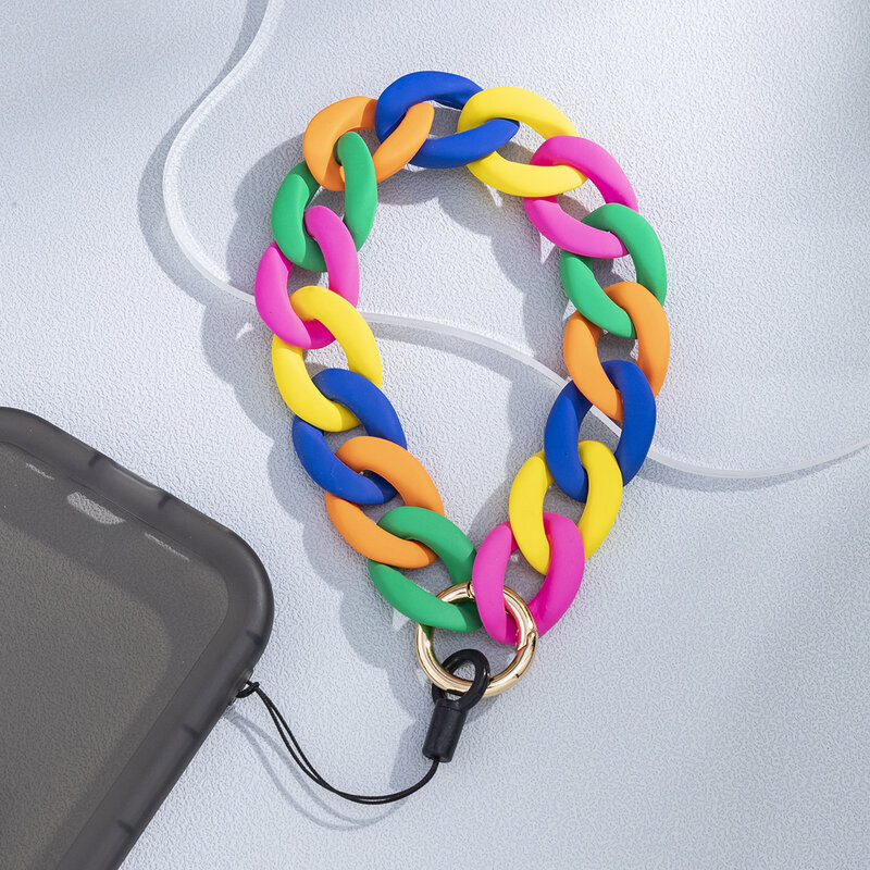 Cadena colorida con cuentas acrílicas para teléfono móvil, cordón colgante antipérdida, accesorio de joyería para mujer y Niña