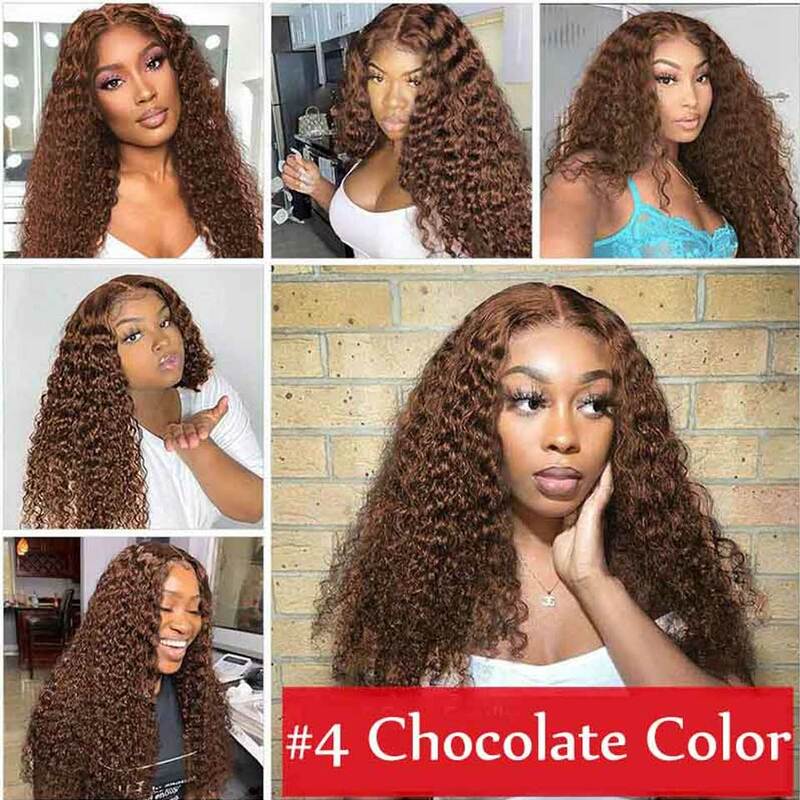 13x6 Hd Deep Wave Lace Frontal Wig Chocolate Brown Glueless Human Hair Lace Frontal Wig 13x4 Curly Lace Front Human Hair Wigs