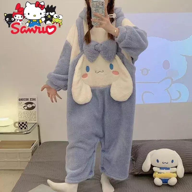 Miniso Kuromi Cinnamoroll Dames Winter Koraal Fleece Pyjama Cartoon Kinderlijke Zoete Loungewear Fluweel Dik Plus Pluche Pyjama