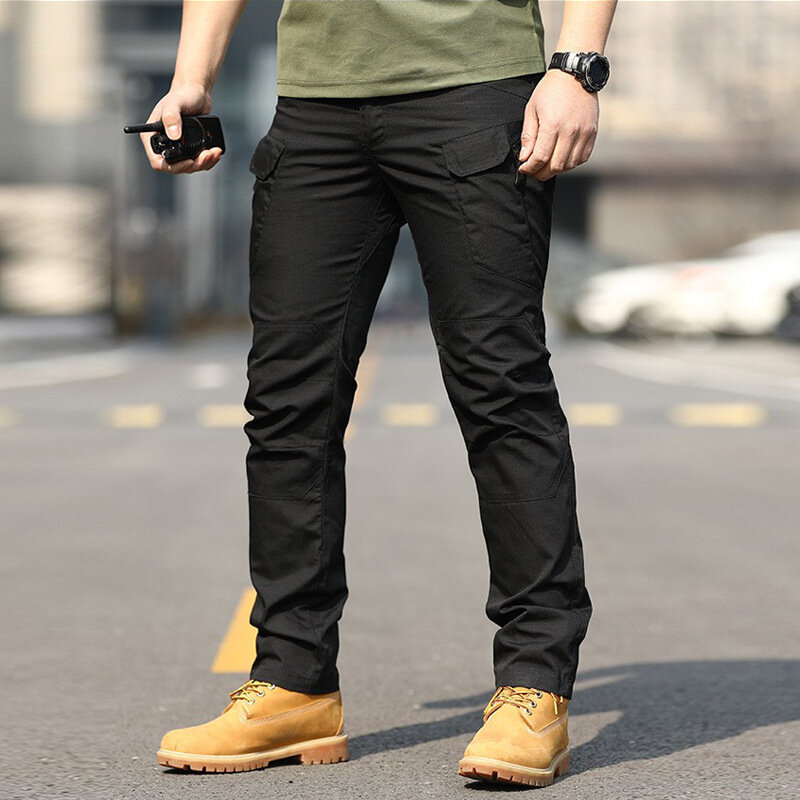 Calça tática masculina com carapaça macia, calças de trabalho ao ar livre, calças de treino com pernas elásticas retas, militares e pintores IX7