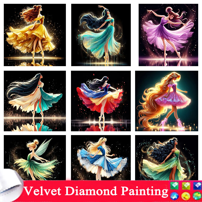 Disney DIY 5D Diamond Painting Princess Belle Full Square Diamond Mosaic Cartoon 2024 New Embroidery Sale Kids Room Decor zy1104