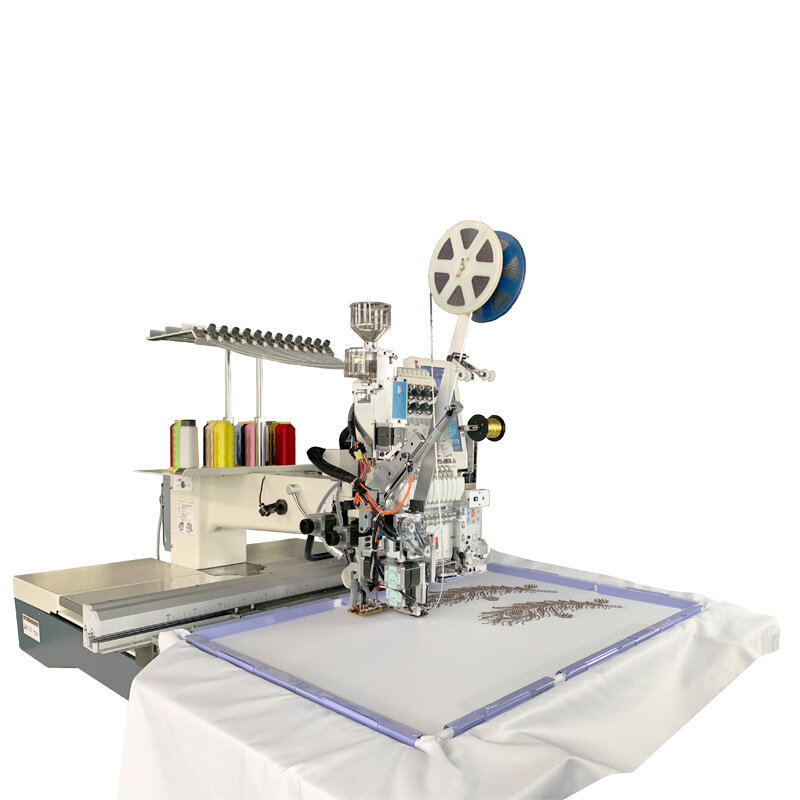 Máquina de bordar con cuentas de una sola cabeza, máquina de bordar con cable de lentejuelas, 1200x500, 800x500mm, 1000RPM
