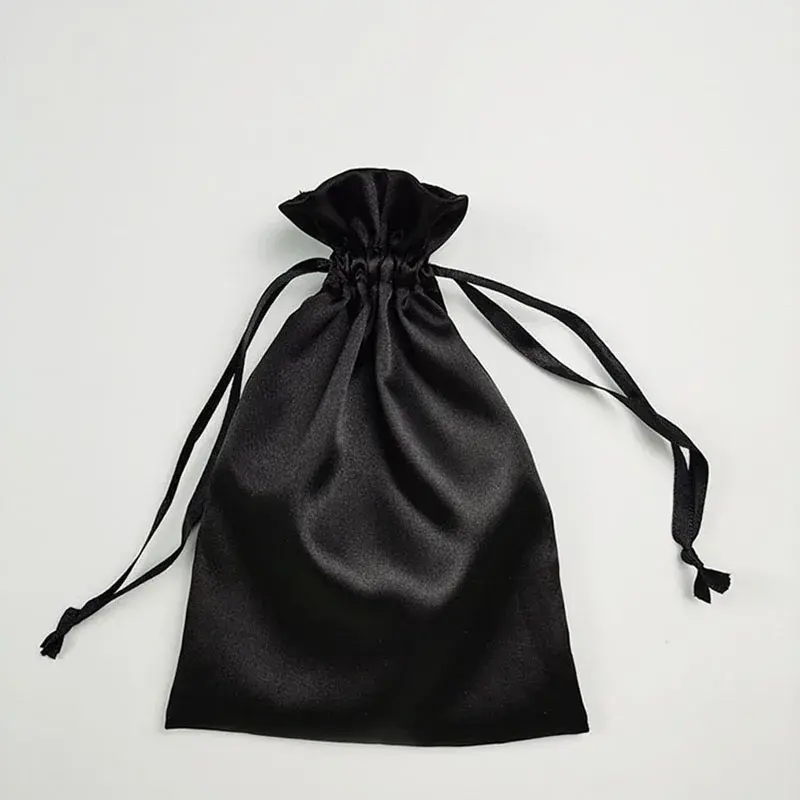 Bolsas de satén personalizadas para extensiones de cabello, bolsas de embalaje de seda con cordón de cinta, estuche de maquillaje, zapatos, pelucas de tela, bolsa de almacenamiento