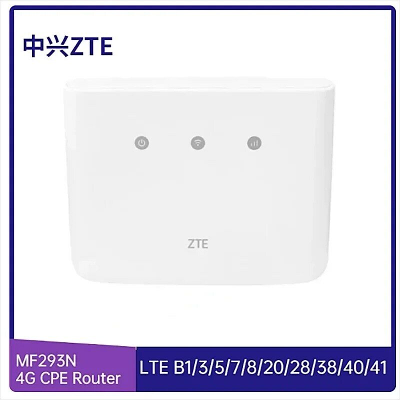 Zte-router 4g cpe lte b1/3/5/7/8/20/28/38/40/41, com voz, mf293n mais antena