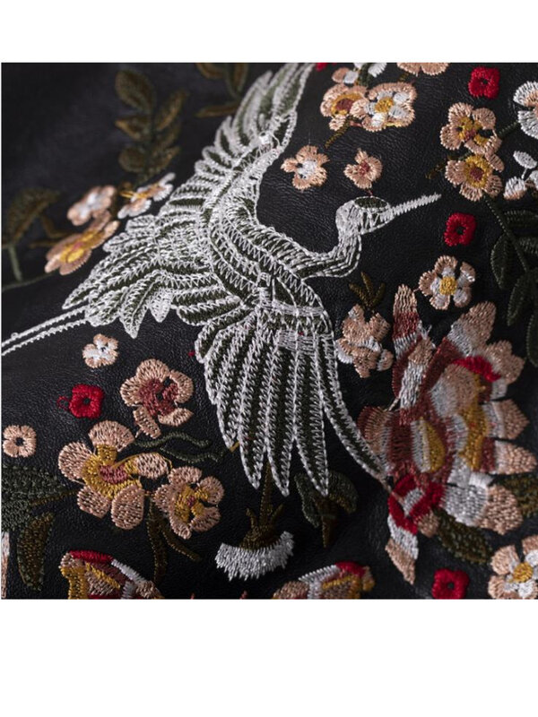 花,刺embroidery,リベットで留められた革のジャケット